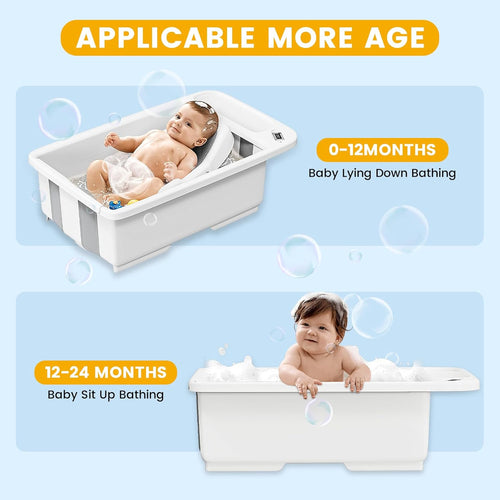 1 Set Collapsible Baby Bathtub with Smart Temperature Display
