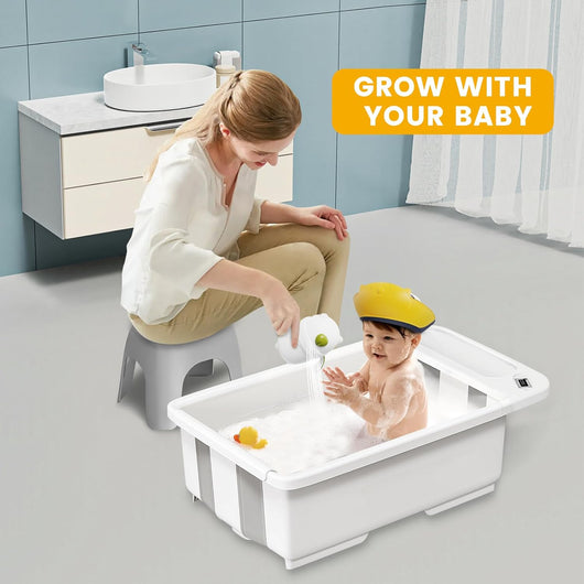 1 Set Collapsible Baby Bathtub with Smart Temperature Display